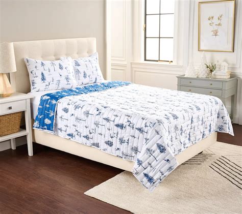 "As Is" Northern Nights Holiday Printed Quilt Set - Full - QVC.com