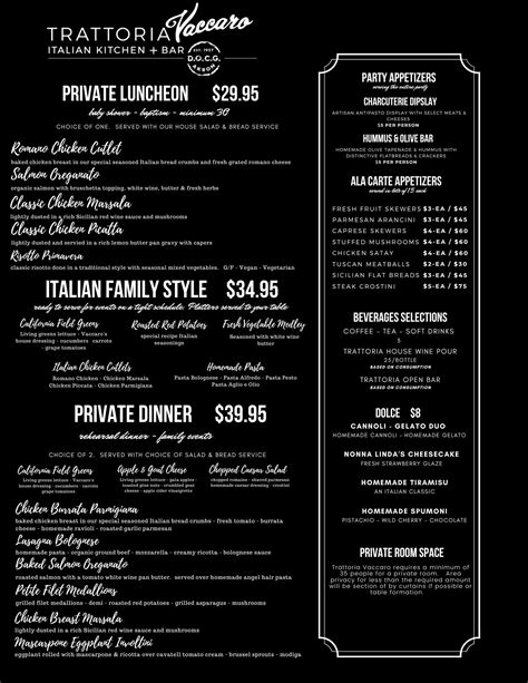 PRIVATE PARTIES — TRATTORIA VACCARO