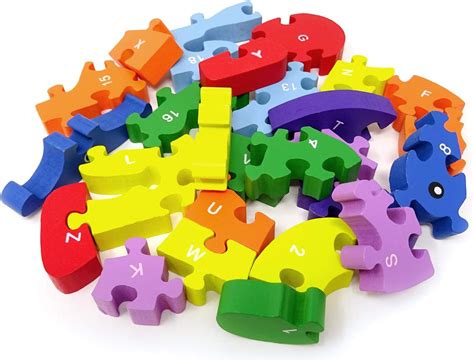 Honbay Rompecabezas de elefante de madera colorido para niños de 3 a 7 ...