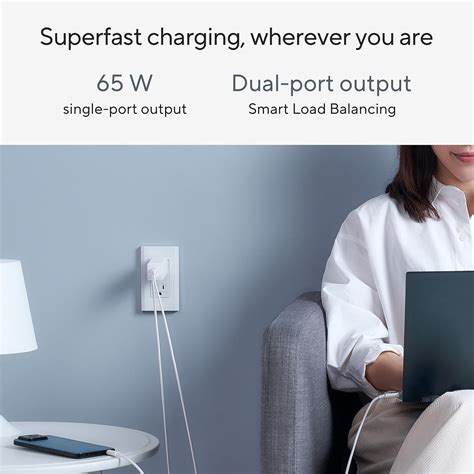 ASUS 65W USB-C GaN Charger, Universal Fast Charging, Dual USB Type-C ...
