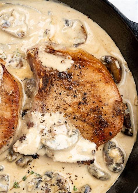 Pork Chops In Creamy Mushroom Sauce - The flavours of kitchen