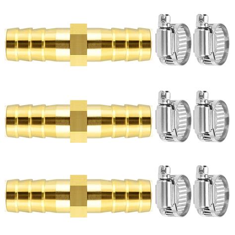 Da by 3/8" Brass Barb Fitting,3 pcs 10mm ID Brass Barb Splicer Mender ...