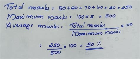 David obtained 50, 60, 70, 40 and 30 marks (out of 100) in english ...