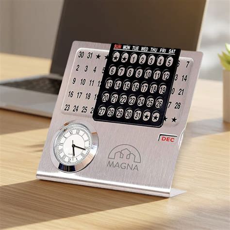 Perpetual Desk Calendar with Clock | Vistaprint