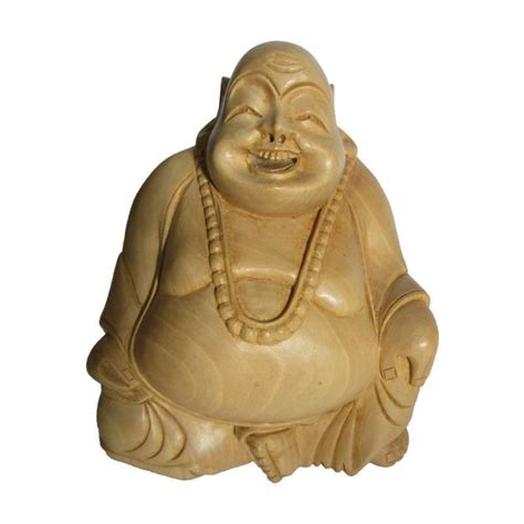"Sitting Laughing Buddha": Light Brown Craft by Ecraft India | ArtZolo.com