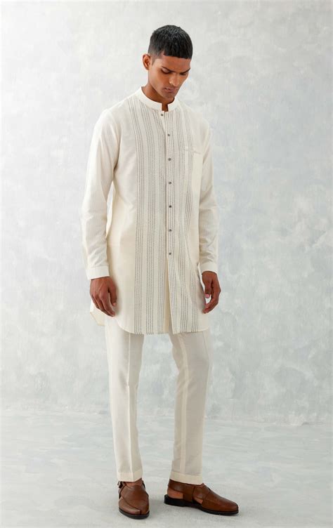 Devnaagri - Ivory Pintuck Short Shirt Kurta Set