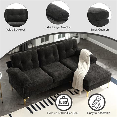 CALABASH 83 L Shaped Sectional Sofa, Chenille India | Ubuy