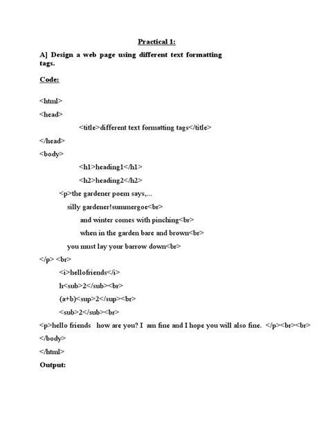 Image result for HTML Program in Practical Question Paper