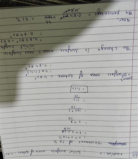 If the radius of the sphere is increased by 10% find percentage change ...