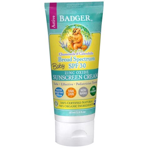 Badger Baby Sunscreen Cream – SPF 30 – All Natural & Certified Organic ...