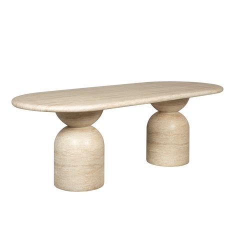Colonna Fluted Round Travertine Dining Table