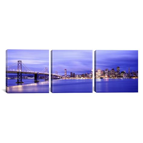 iCanvasART Bay Bridge Lit Up at Dusk, San Francisco Bay, California by ...