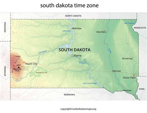 South Dakota Time Zone Map | Map of South Dakota Time Zones
