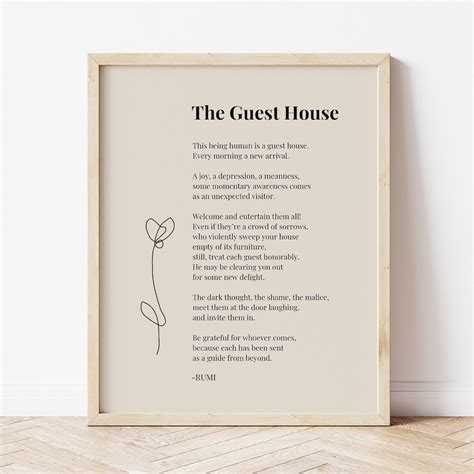 Rumi Quote, the Guest House Poem by Rumi, Inspirational Poem, Guest ...