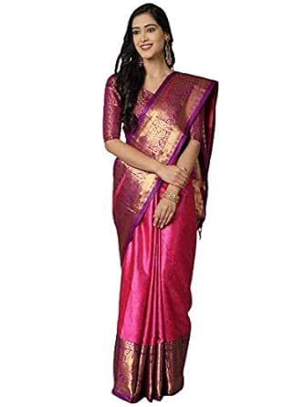 Buy KK Beauty Hub Designer Women's Silk Woven Saree With Blouse at ...