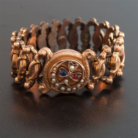 Buy Antique Bracelet Antique Victorian Expandable Ruby, Sapphire, and ...