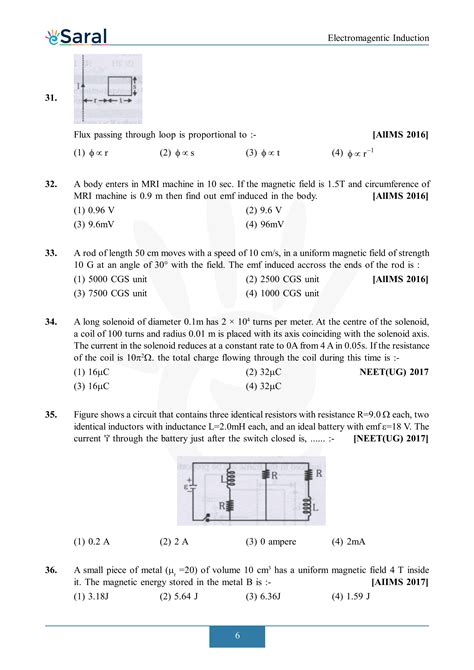 Electromagnetic Induction - NEET Previous Year Questions with Complete ...