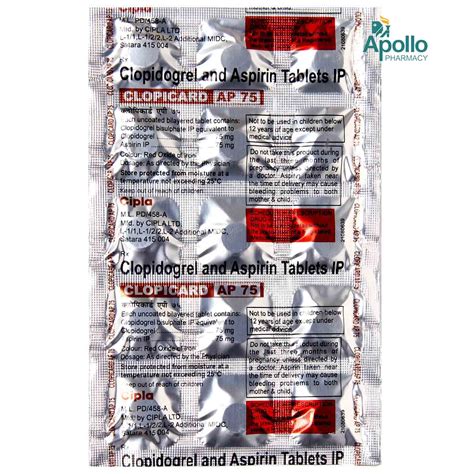 Clopicard AP 75 Tablet 15's Price, Uses, Side Effects, Composition ...