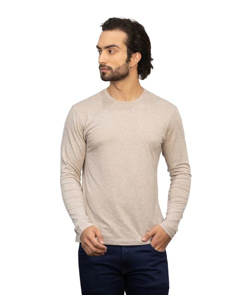 100% Supima Cotton Beige Melange T-Shirts for Men (India) | BeSimple ...