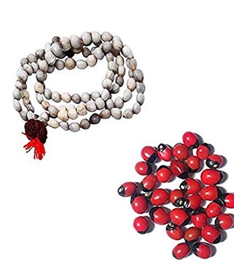 Numeroastro Original & Natural Vaijanti mala (1 Pc) & Red Gunja Beads ...