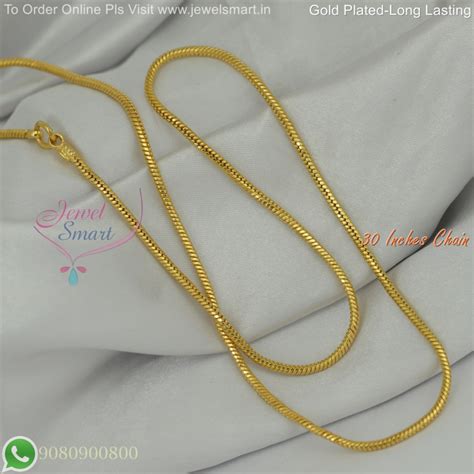 30 Inches Gold Plated Chains Rounded Cut Thali Kodi Design for Daily ...