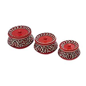 Buy The Redbox Studio Handmade Ceramic Hand Painted Mughal Handi Set, 3 ...