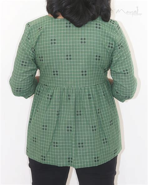 Russian Green Alia Cut Peplum Top – Mayool