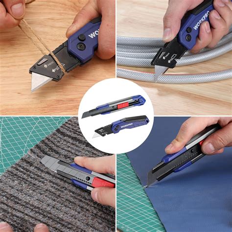 Buy WORKPRO Utility Knife, 2-piece, Folding Box Cutter and 18mm Snap ...