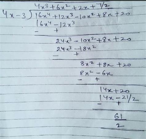 divide the polynomial (16x²+24x+25) by (4x+3) and verify the division ...