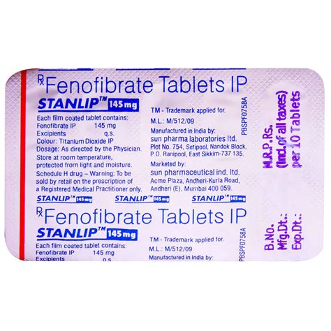 Stanlip 145 mg Tablet 10's Price, Uses, Side Effects, Composition ...