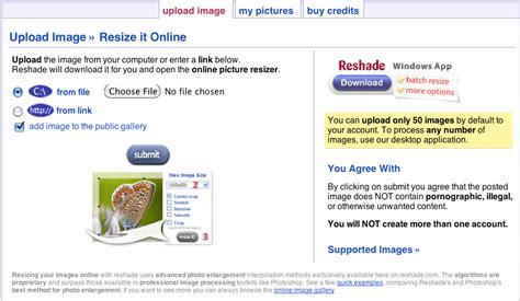 Reshade Online Image Resizer 100 Credits Photo Editing Software