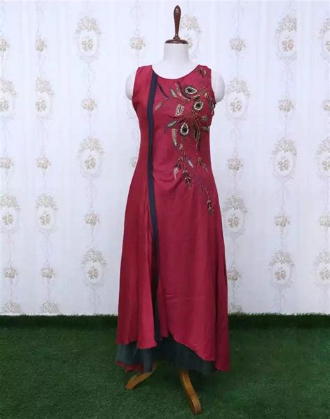 Maroon Silk Kundhan work Kurti – South India Shopping Mall