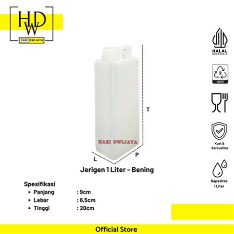 Jual Jerigen 1 Liter / Jerigen Kotak HDPE + Segel + Plug / Jerigen Madu ...