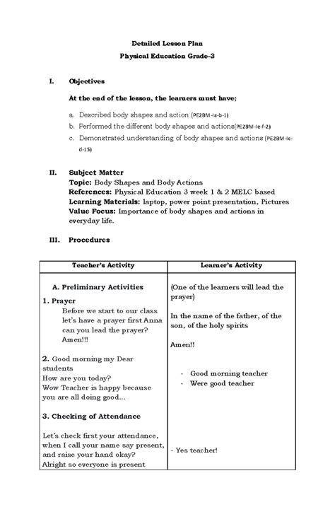 Image result for Pe Lesson Objectives