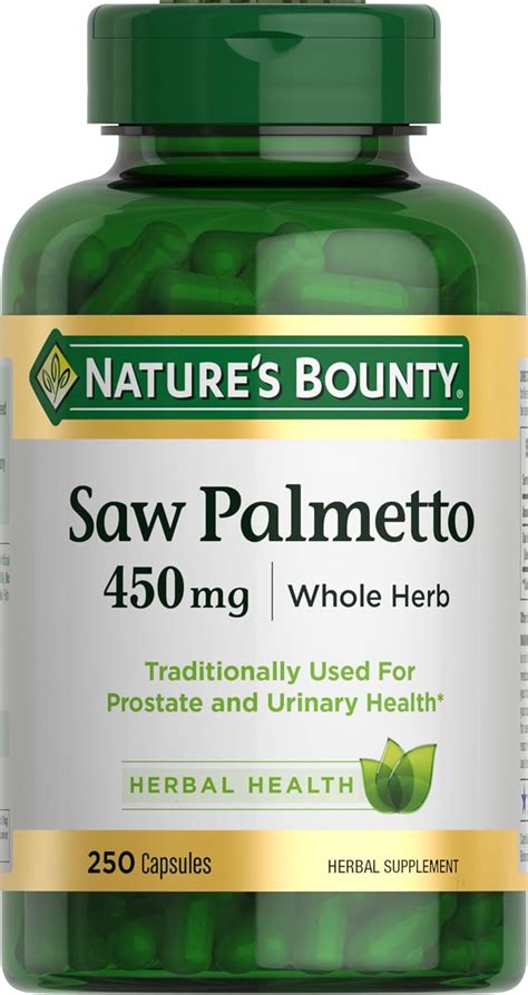 Buy Nature's Bounty Saw Palmetto Capsules 450 mg, 250 Count Online at ...