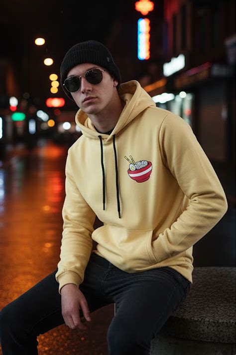 Ramen Beige Regular Fit Back Printed Hoodie – Veirdo