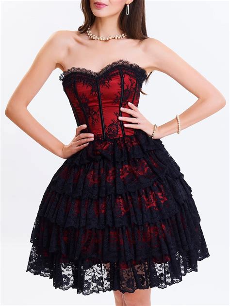 Club Lace Tiered Corset Dress | Lace corset dress, Lace costume ...