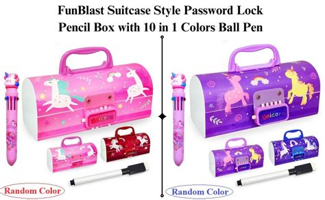 FunBlast Kids Pen & Pencil Box – Suitcase Style Password Lock Pencil ...