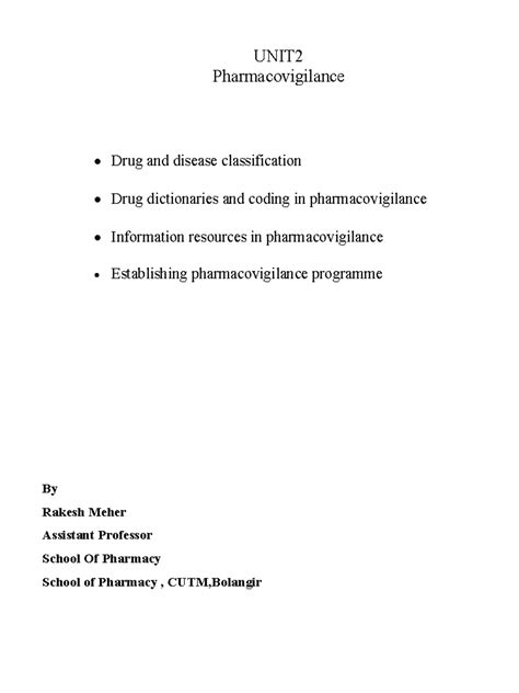 Unit 2 PV: Comprehensive Notes on Pharmacovigilance Principles - Studocu