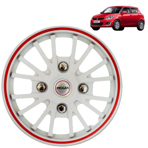 Prigan Wheel Cover for Swift (All VARIANTS) 14 Inch White Red Wheel Cap ...
