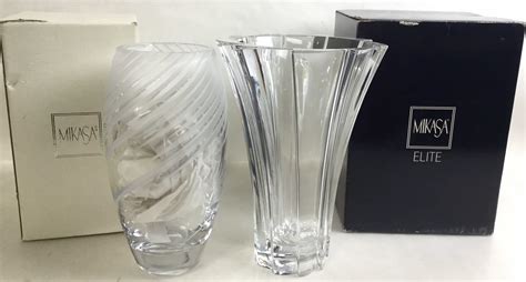 Lot - (2) Mikasa Crystal Vases