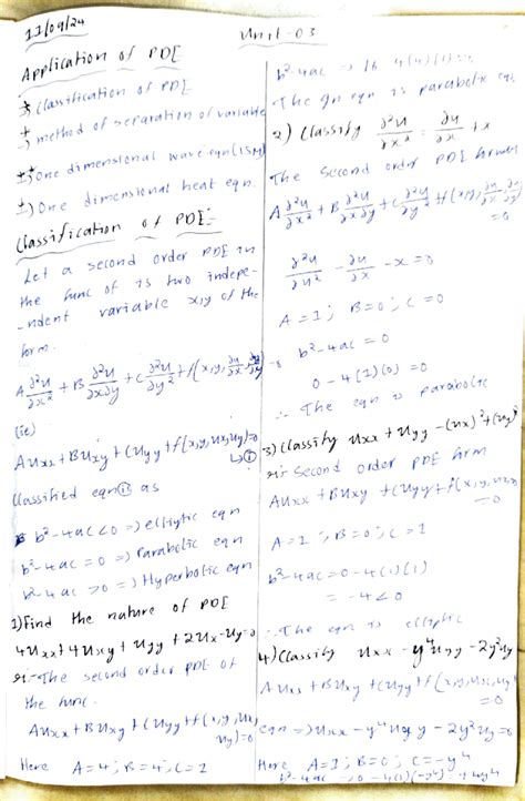 Unit 3 and 4 maths notes - very helpful - Application of PDE b24ac 16(4 ...