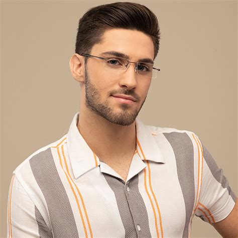 Gunmetal Grey Black Rimless Rectangle Vincent Chase SLEEK STEEL VC 0315 ...