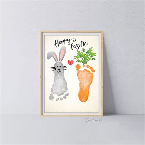 Hoppy Happy Easter Bunny Carrot / Footprint Handprint Hand Feet Foot ...
