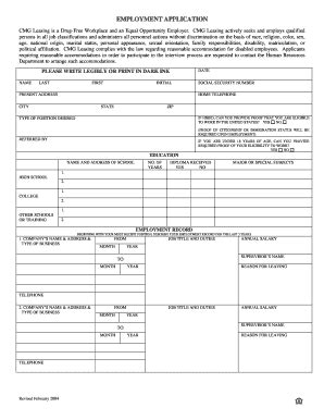 Employment Application Form - Blank Fillable Template | Fill Out, Print ...
