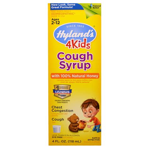Hyland's, Cough Syrup, 4 Kids, with 100% Natural Honey, 4 fl oz (118 ml ...