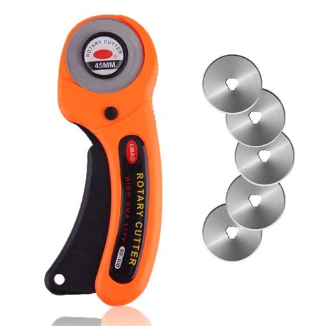 Bestgle 45mm Rotary Cutter with 6pcs Cutting Blades, Ergonomic Soft ...