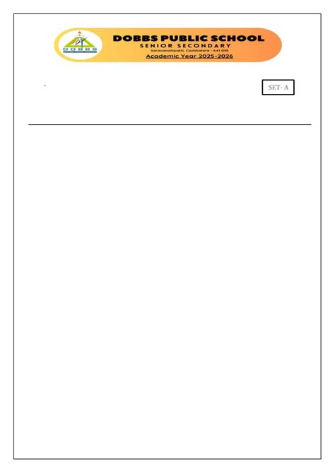Half Portion Exam 2025: Computer Science (083) Class XII SET A - Studocu