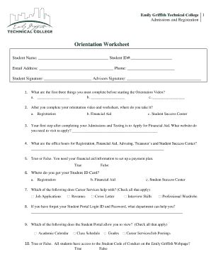 Fillable Online emilygriffith Orientation Worksheet - Emily Griffith ...