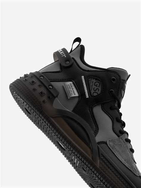 Droid 1.2 Black & Grey Mid-Top Stylish Flat Sole Premium Sneakers – Nickron